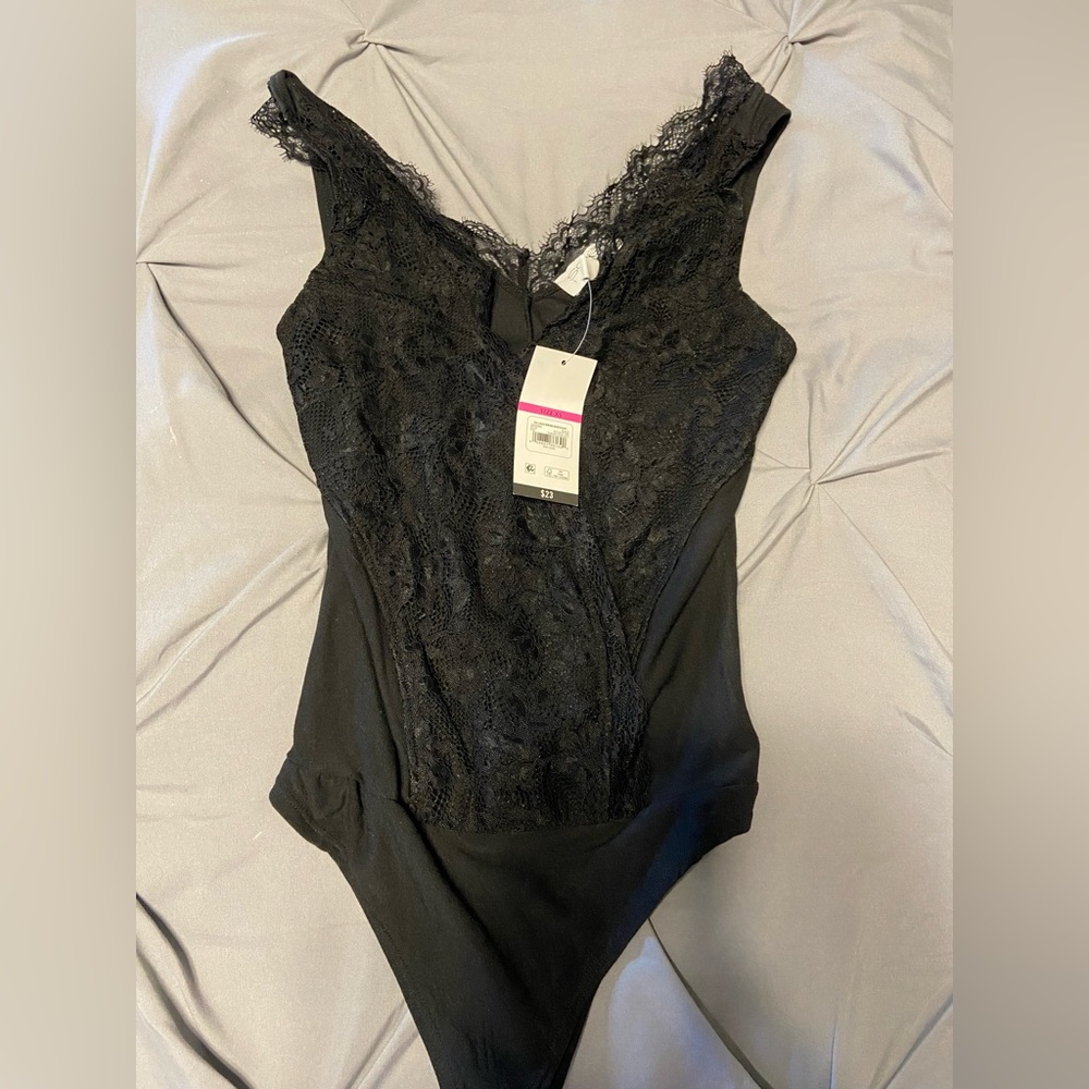 Sofia Vergara Womens Lace Thong Back Bodysuit Size small